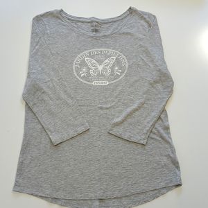 Talbots Gray 3/4 Sleeve T-shirt, Size Large